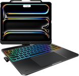 typecase Flexbook Touch Keyboard Case for iPad Air 13 (M3/M2, 2025/2024), iPad Pro 13 (M4) & iPad Pro 12.9 (6th/5th/4th/3rd Gen), 11-Color Backlit,360° Rotatable Protection, Pencil Holder (Black'25)