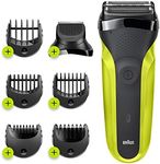 Braun Series 3 310BT Men's Electric Shaver & Beard Trimmer Black/Lime