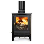 Mazona Warwick Multi Wood & Fuel Fireplace - 5kW | Freestanding Steel Wood Burner & Smokeless Fuel Burning Stove Heater with Airwash System | Eco Emissions, DERFA Approved | Matte Black