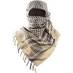 Luxns Military Shemagh Tactical Desert Scarf / 100% Cotton Keffiyeh Scarf Wrap for Men And Women, Beige, One Size