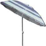 Caribbean Joe Chaby International Portable, Adjustable Tilt Beach Umbrella with UV Protection | Vented Canopy, Built-in Sand Screw Anchor, Carry Bag | 6 FT (Horizon Stripe) (CJ-UV72HS)