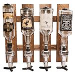 Gesonlinka 4 Bottles Wall Mounted Liquor Dispenser, Drink Beverage Alcohol Wine Dispenser Bottle Wood Wall Shelf for Home Bar, Glass Drink Whiskey Dispenser for Parties (4 Dispensers)