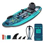 TIGERXBANG 11'x47''x6'' Inflatable Fishing Kayak, High-Performance Inflatable Kayak-Ideal for Water Fishing Activities, Equipped with Comfortable Seats and Camera Base Versatile Accessories