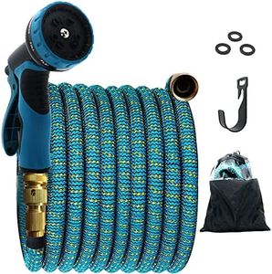 Tubo Estensibile da Giardino Canna Acqua Giardino Tubo Irrigazione (30m), 10 Funzioni di Spruzzo, raccordi in Ottone Massiccio, con Gancio e Borsa per Conservazione.