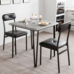 IDEALHOUSE Small Table and Chairs Set of 2, Dining Table for 2, Dinette Set for 2, Square Dinner Table Set, 3 Piece Kitchen & Dining Room Sets for Small Space, Apartment, Home Office, Black