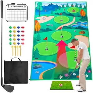 Ecozen Golf Chipping Game Set - Elevate Your Short Game with Premium Turf Mat, Chipping Club, Sticky Balls, Scorecard, and Carrying Bag for Skill Enhancement, Fun, and Portable Practice Anywhere