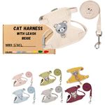House Of Pets Cat Harness and Leash Set - Escape Proof and Adjustable - Lightweight and Soft Walking Harness- for Large Cats and Small Puppies with Weight from 6.1 KG to 9 KG (Large, Beige)