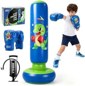 RORALA 66 Inch Inflatable Punching Bag for Kids with Boxing Gloves, Children's Boxing Bag Set Dinosaur Toy & Gifts for Boys Girls Aged 3 to 12 to Practice Karate, Taekwondo