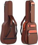 wigmoa N-N8 Acoustic 39/40/41 Inch Guitar Gig Bag【+ 6 Pick】 0.3Inch Extra Thick Sponge Overly Padded, with Four Large Storage Pockets, Waterproof Guitar Case. (Brown)