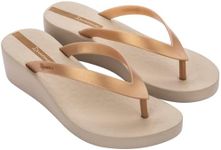 Ipanema Selfie Women's Platform Flip Flops - Comfortable and Trendy Summer Platform Thong Sandals, Wedge Sandals, Summer Dress Sandals, Dressy Flip Flops with Arch Support, Non-Slip, Beige/Gold, 11