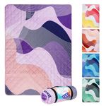 Whale Flotilla Extra Large Outdoor Picnic Blanket (60”x80”), Waterproof Lightweight Beach Blanket, Foldable Handy Mat Tote Spring Summer Great for Camping and Park, Purple