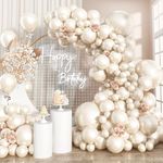 Pearl White Sand Balloons Pearl Beige Balloons Arch Double-Stuffed White Balloon Different Sizes 18/12/10/5inch 61pcs Ivory Cream Balloons Garland for Wedding Birde to be Birthday Anniversary Decor