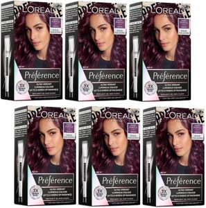 6pk L'Oreal Paris Preference Vivids Permanent Hair Colour - 4.261 Dark Purple