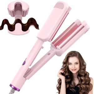 AISEELY Boucleur a Cheveux 3 Tete, 32MM Fer à Friser-Grandes Boucles, 4 Températures Réglables, Anti-Brûlure, Convient aux Débutants,Fer a Friser Boucler pour Cheveux Longs Courts, Styliseur de Vagues
