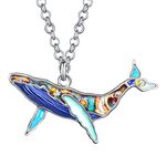 BAMAY Enamel Alloy Novelty Whale Necklace Ocean Fish Pendant Sea Animals Jewelry Gifts for Women Girls Charms (Blue)