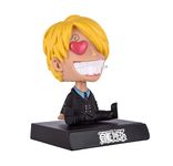 AUGEN Super Hero One Piece Sanji Action Figure Limited Edition Bobblehead with Mobile Holder for Car Dashboard, Office Desk & Study Table (Pack of 1)