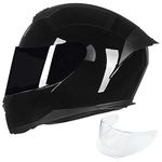 ILM Full Face Motorcycle Helmet for Motocross Street Bike DOT Certified 2 Visors Model-317(Gloss Black, XL)