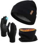 FURTALK Winter Beanie Hat Scarf Touchscreen Gloves Set for Men Women 3 Pcs Warm Knit Neck Warmer Fleece Lined Skull Cap