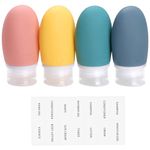 Opret 4 Pcs 60ml Silicone Travel Bottle Set, Leak Proof Refillable Squeezable Containers with Label 2oz for Shampoo, Conditioner and Toiletries, BPA Free and TSA Approved