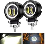 Kairiyard 3inch LED Motorcycle Driving Lights 60W 6000K Auxiliary Spotlights with DRL/Angel Eye Off Road Light Pod 6000lm LED Fog Work Light for Motorcycle Truck SUV UTV ATV Tractor, 2Pcs