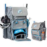 Guardian Baseball - Diamond Series Baseball/Softball Bat Bag - Boys Travel Baseball Bag - Softball Equipment Bag for Girls (Grey/Carolina Blue)