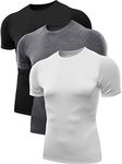 NELEUS Men's 3 Pack Athletic Compression Base Layer Workout Shirt, 5011# 3 Pack: Black,grey,white, Medium