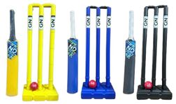 22YardsPro ND Garden Boys Junior Cricket Set - Plastic Stumps, Bat and Ball Junior (Size 5) UK (Blue)