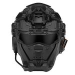 Airsoft Helmet, All-in-One Design Built-in Detachable Tactical Headset Anti-Fog Fan Shade Sliding Goggles,Paintball CS Cosplay Helmet