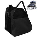 ADERTOS Upgraded Roller Skate Bag, Unisex Ice Skate Bag Oxford Cloth Roller Skating Bag Breathable Inline Skates Carry Bag Case Triangle Skate Shoe Bag with Adjustable Strap for Women Men (Black)