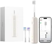 Laifen Wave Electric Toothbrush, Oscillation & Vibration Sonic Electric Toothbrush for Adults with App, 3 Brush Heads, IPX7 Waterproof Magnetic Rechargeable Travel Powered Toothbrush (Cream ABS)