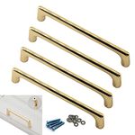 Zerniple 160mm Golden Handle Pull Solid Zinc Alloy Drawer Wardrobe Handle Pull Kitchen Cabinet Handle Cupboard Knobs (4 Pieces)