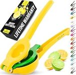 Zulay Metal 2-In-1 Lemon Lime Squeezer - Hand Juicer Lemon Squeezer - Max Extraction Manual Citrus Juicer