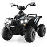 INFANS Kids Ride on ATV, 12V 4 Wheeler Quad Toy Vehicle with Music, Horn, High Low Speeds, LED Lights, Electric Ride On Toy, Battery Powered Wheels Car for Kids Over 3 Years Old (Dark Black)