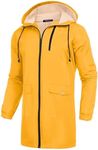 COOFANDY Men's Rain Jacket with Hood Waterproof Lightweight Active Long Raincoat