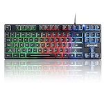 60% Gaming Keyboard, 87 Keys Mechanical Feeling Multi Color RGB Illuminated LED Backlit Wired Light Up Keyboard, Anti ghosting Mini Compact Waterproof TKL PBT Keycaps for PC/Laptop/Computer, Black