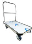 Welbuilt 500 Kg Capacity Two Brake Wheel Foldable Portable Stainless Steel Platform Trolley with All 360 Degree Swivel Wheels