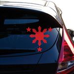 Philippines Flag 1 Sun and 3 Stars Logo. Filipino Decal/sticker for Car Window, Laptop, Motorcycle, Walls, Mirror and More. Sku: 574 (4" Height, Red)