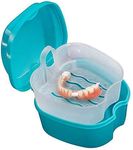 Coolrunner Denture Case, Denture Cup with Strainer, Denture Bath Box False Teeth Storage Box with Basket Net Container Holder for Travel, Retainer Cleaning