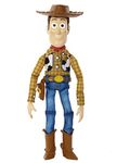 Mattel Disney Pixar Toy Story Roundup Fun Woody Large Talking Posable Figure, 12 Inches Tall with 20 Phrases Authentic Detail, Fabric Plush & Plastic, HFY35