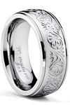 Bonndorf 7MM Stainless Steel Ring with Engraved Florentine Design Sizes 4 to 13