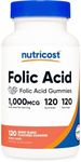 Nutricost Folic Acid (Vitamin B9) Vegetarian Gummies (120 Gummies / 1 mg Folic Acid Per Serving) | Folic Acid Supplement for Men & Women