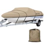 Leader Accessories Solution Dyed Waterproof Trailerable Runabout Boat Cover (Beige, Model E: 20'-22'L Beam Width up to 100'')