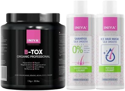 B-Tox Capillaire Professionnel Sans Formol 1kg | Acide Hyaluronique, Kératine, Argan, Coco | B-Tox Organic Iniya Professional Lissant & Effet Miroir | Kit Shampooing & Soin Réparation Sans Sulfate