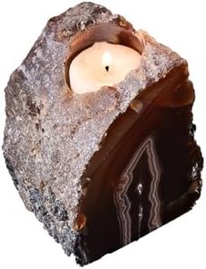 AMOYSTONE Agate Candle Holder (1-1.5lb) Holds Pillar & Tea Light Candles,Multi-Functional for Pillar Candles Makeup Brush Holder