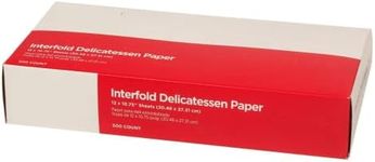 Concession Essentials 10 x 10.75 Inch Dry-Waxed Paper Deli Wraps, White, Light-Grade, Interfolded, 500 Ct Box.