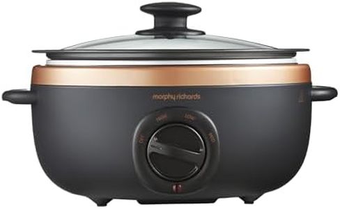Morphy Richards 460016 Sear and Stew Slow Cooker, Glass, 163 W, 3.5 liters, Black & Rose Gold