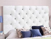 Serenity Headboards Chesterfield Crushed Velvet Ornamental Crystal Diamond Sturdy Frame Parts Supplied (Double 4 FEET 6 INCHES, White)