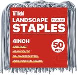 TiTifield U Shape Garden Stakes 50 Packs 4 Inch 11 Gauge Irrigation Tubing Stakes, Heavy Duty Galvanized Landscape Staples for Tube, Lawns, Landscape Fabrics,Irrigation Hose and Weed Barriers