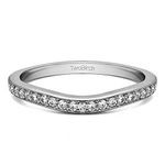 0.42 Carat Cubic Zirconia Dainty Curved Contour Round Shared Prong Tracer Band in Sterling Silver white