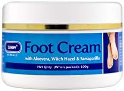 Sunny Health & Fitness Foot Cream With Witch Hazel, Sarsaparilla & Aloevera | Moisturizes & Exfoliates Rough Dry Skin | Softens Feet Skin | Locks Moisture And Prevents Cracks, For Women & Men 100Gm